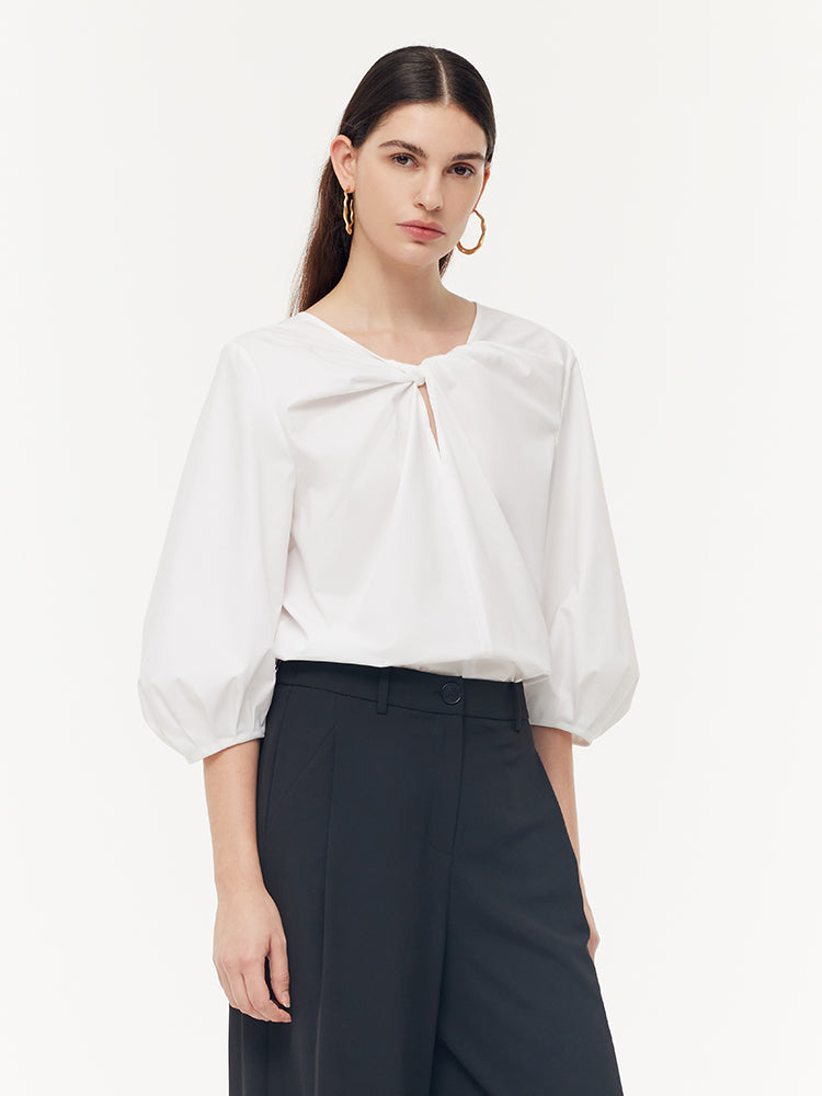 Twist 3/4 Sleeves Reversible Women Blouse