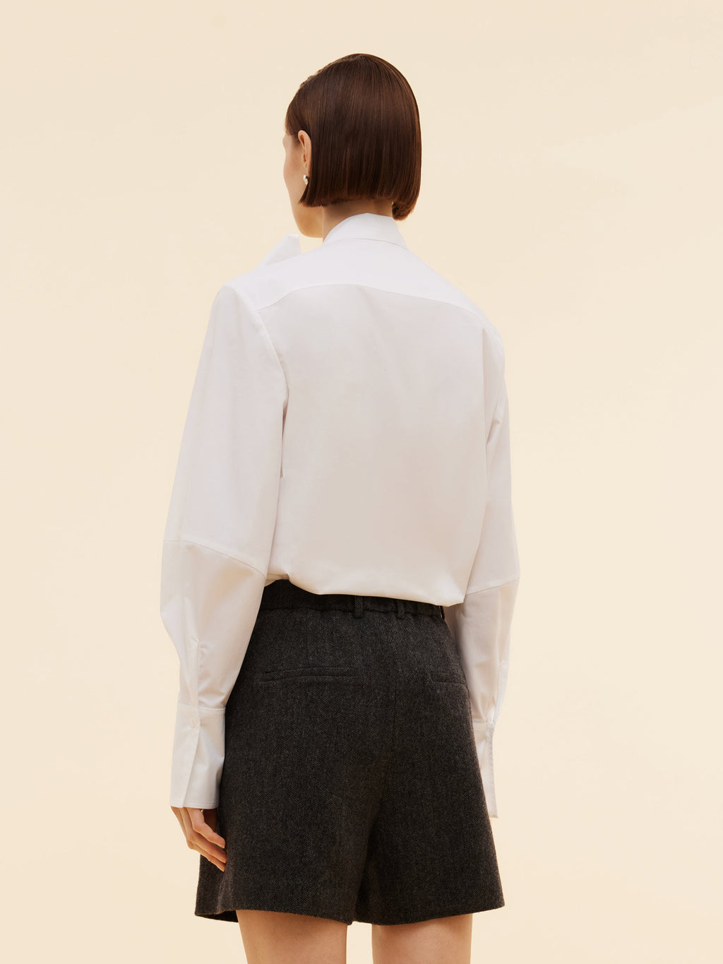 Bow Tie Front Balloon Sleeve Women Loose Shirt