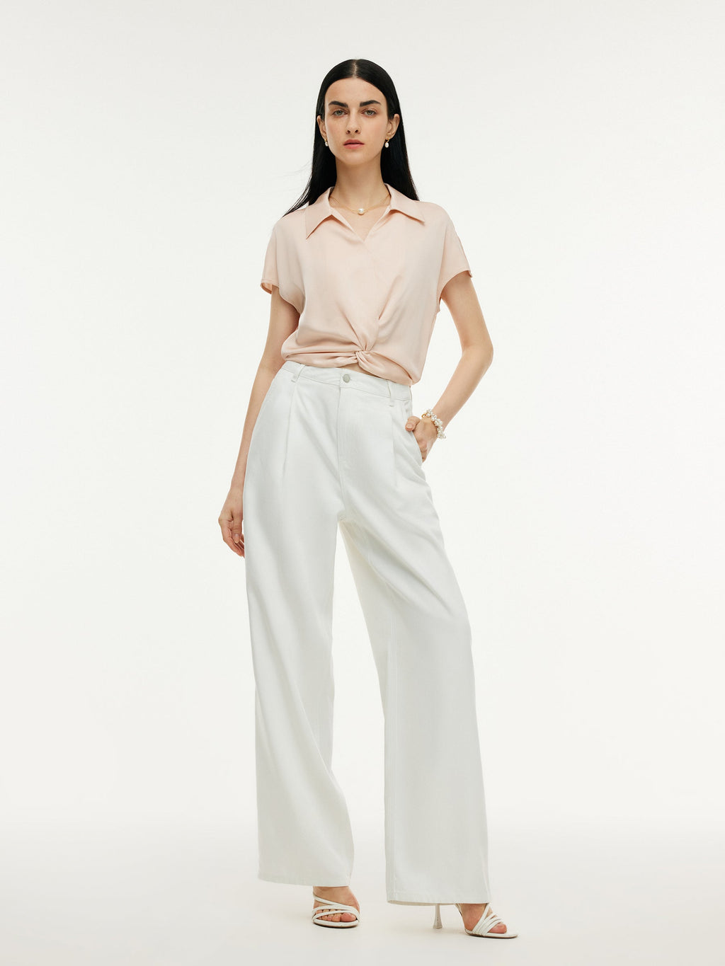 22MM Mulberry Silk Twist Front Women Blouse