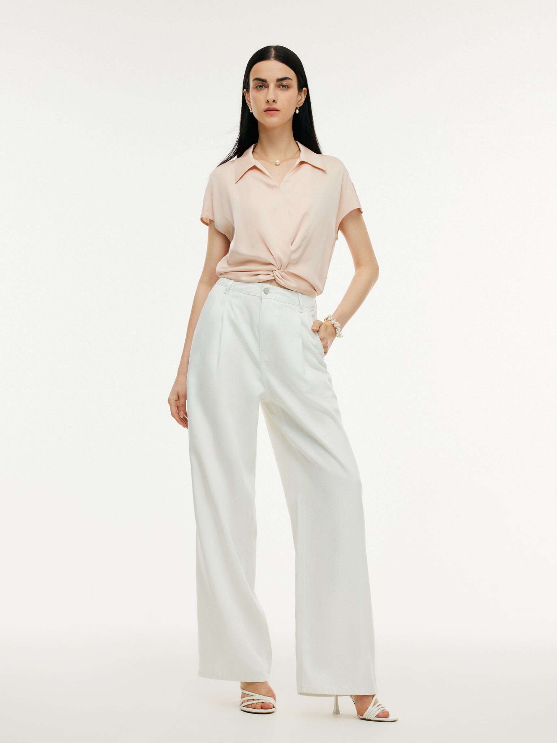 22MM Mulberry Silk Twist Front Women Blouse