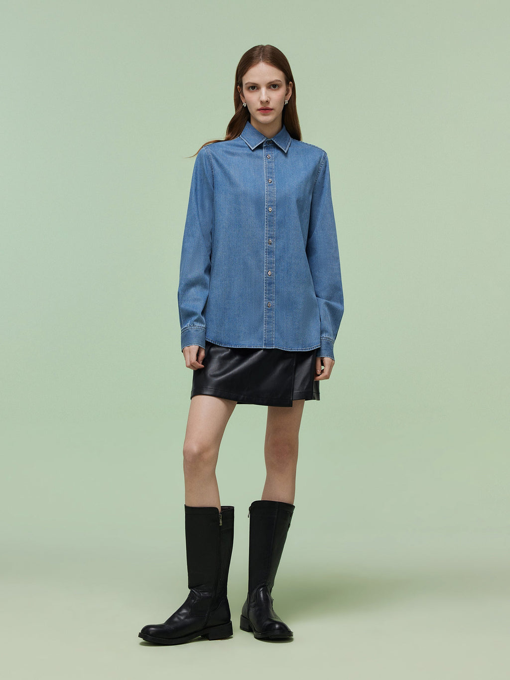 Denim Long Sleeve Women Shirt
