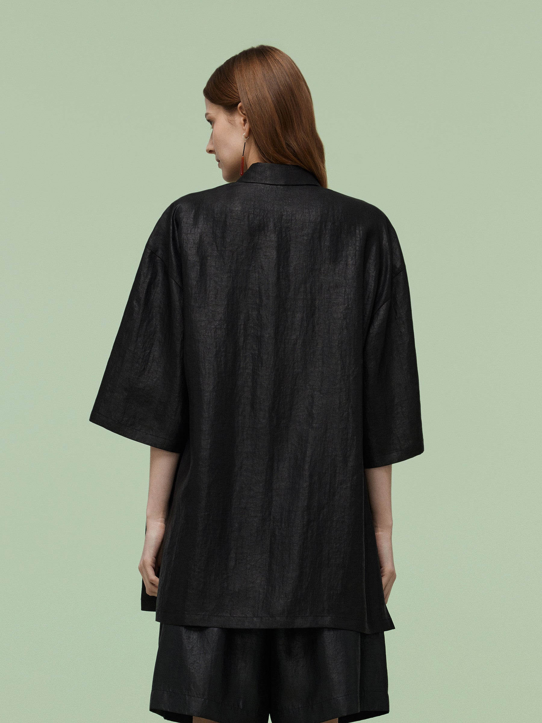 16MM Xiang Yun Silk Unisex 3/4 Sleeves Oversized Shirt