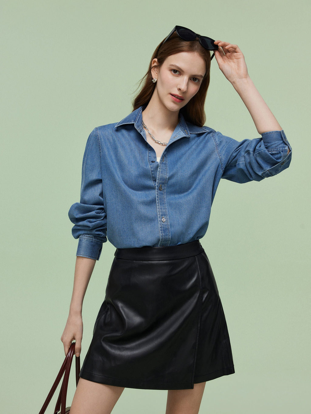Denim Long Sleeve Women Shirt