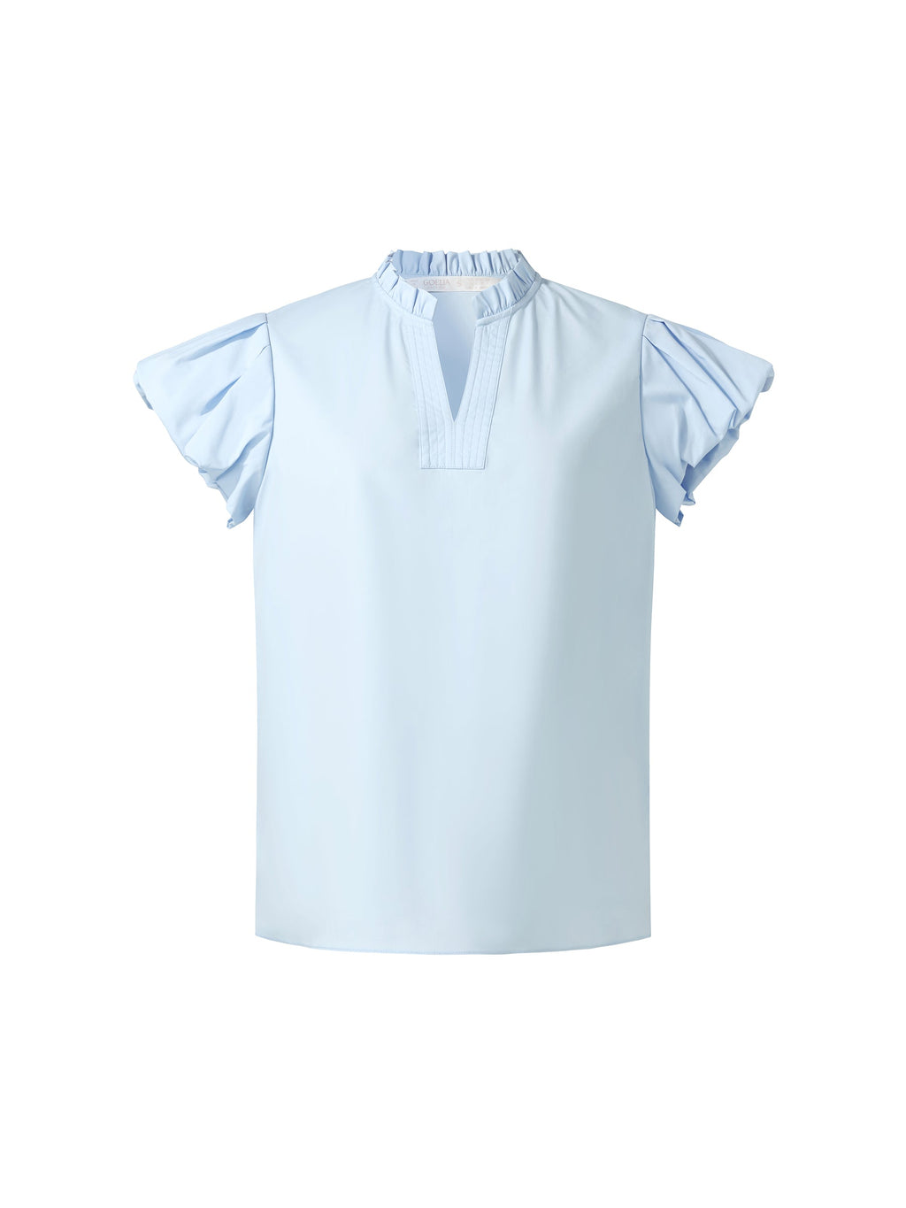 Ruffle Collar V-Neck Women Puff Sleeve Blouse