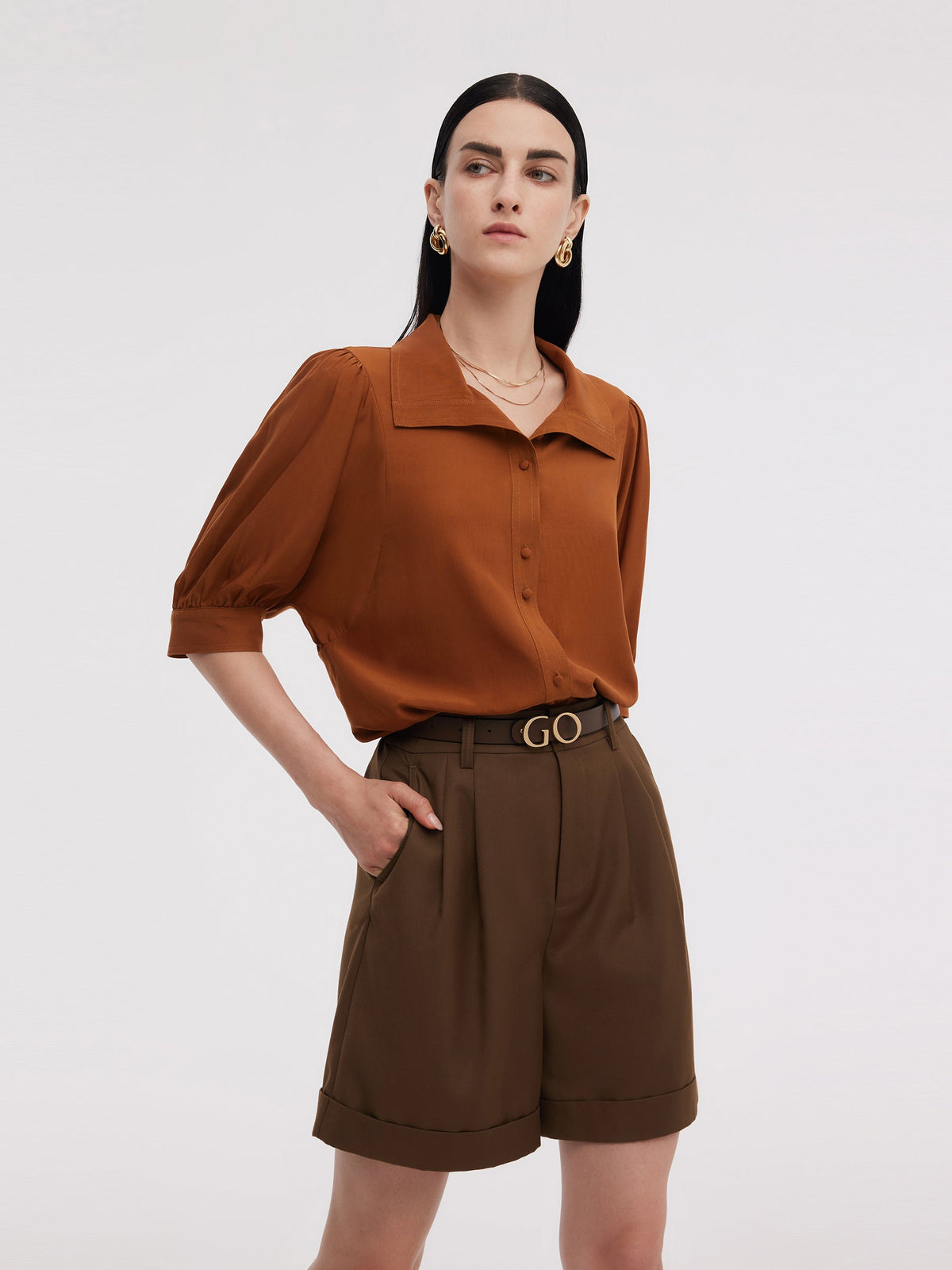 Tencel Acetate Blend Women Loose Shirt