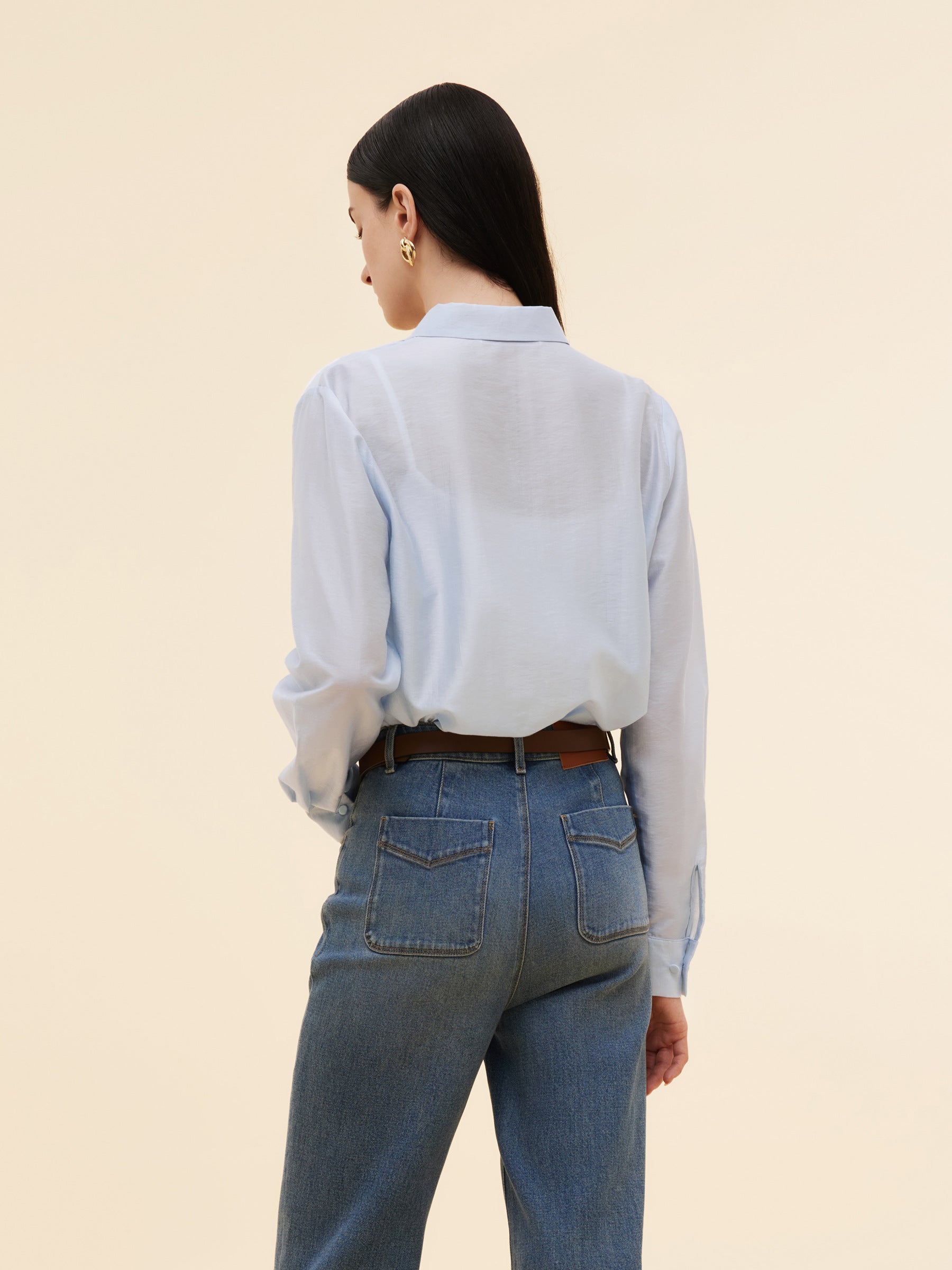 Tencel Blend Pleat Front Women Shirt