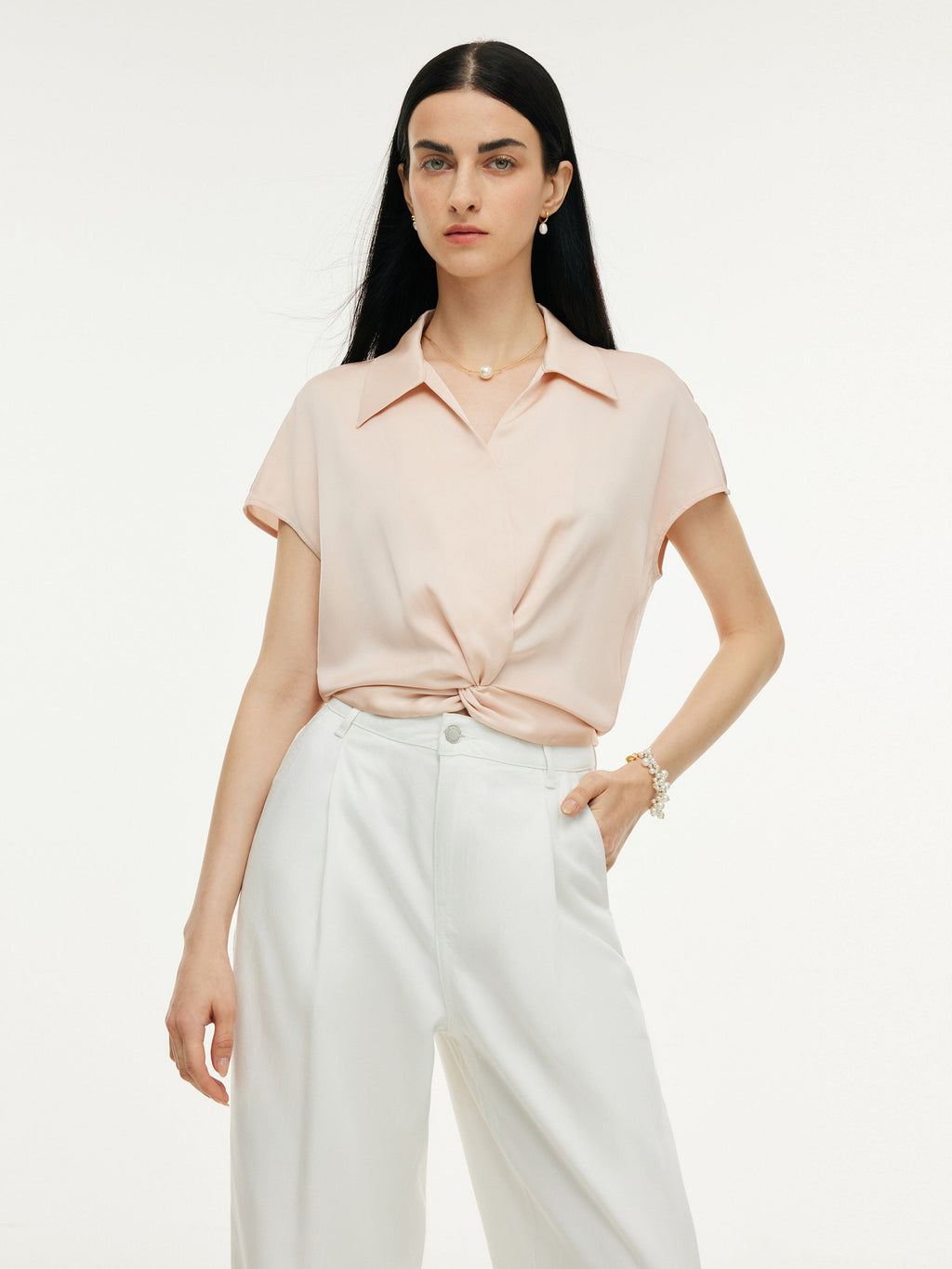 22MM Mulberry Silk Twist Front Women Blouse