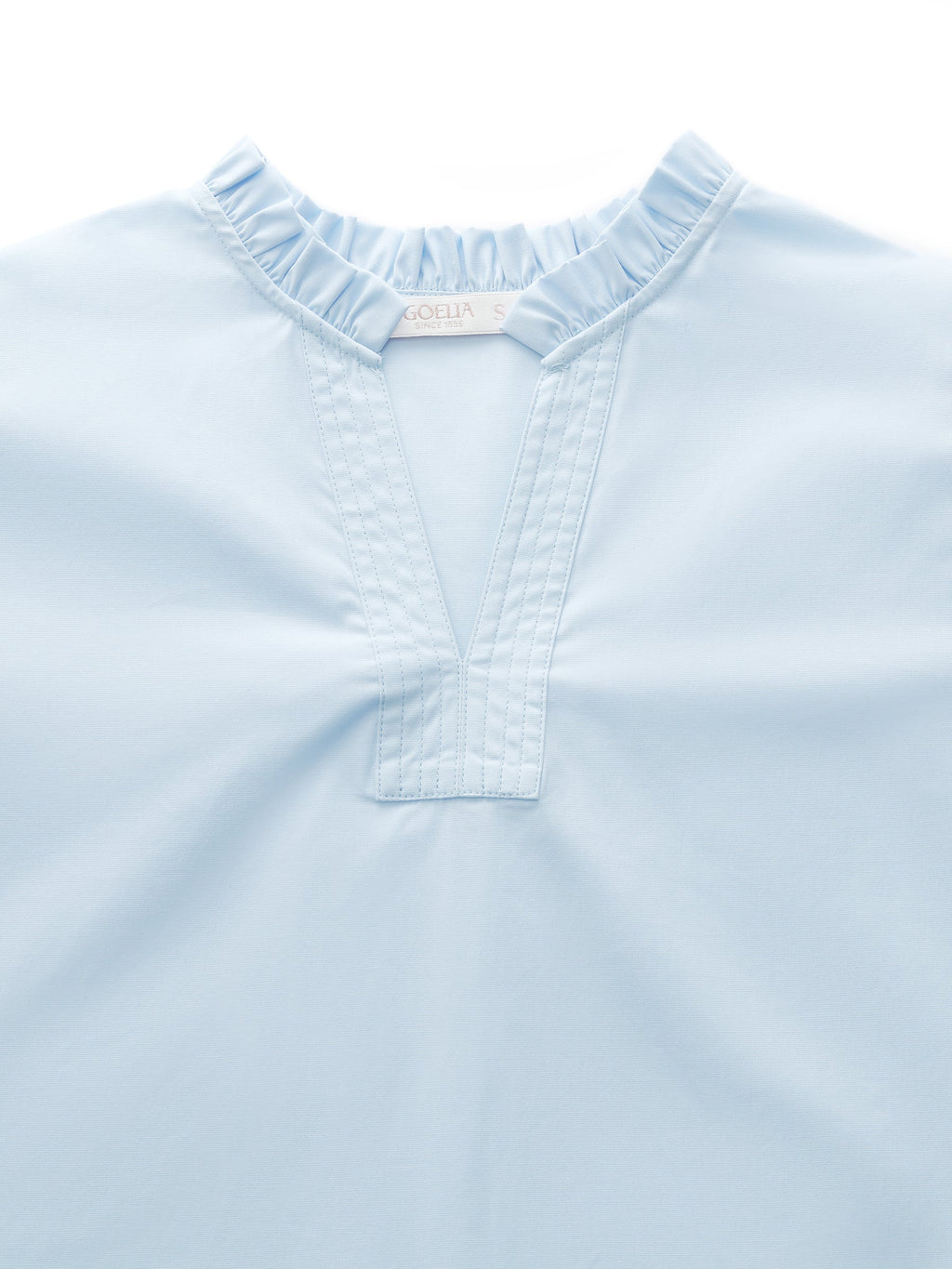 Ruffle Collar V-Neck Women Puff Sleeve Blouse