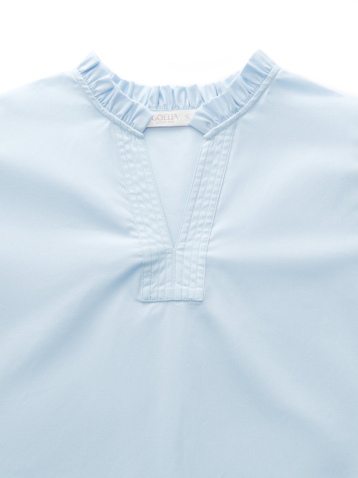 Ruffle Collar V-Neck Women Puff Sleeve Blouse