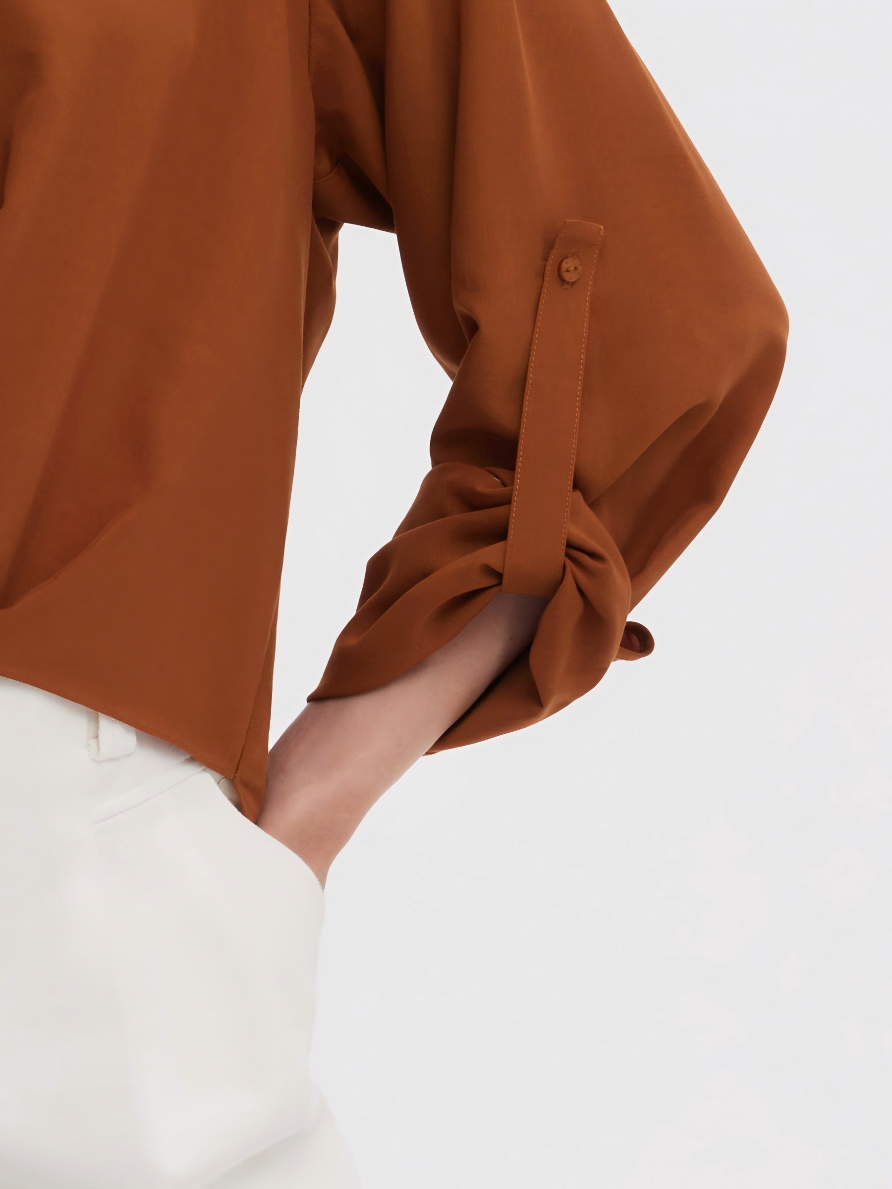 Tencel Acetate Blend Women Adjustable Sleeves Shirt